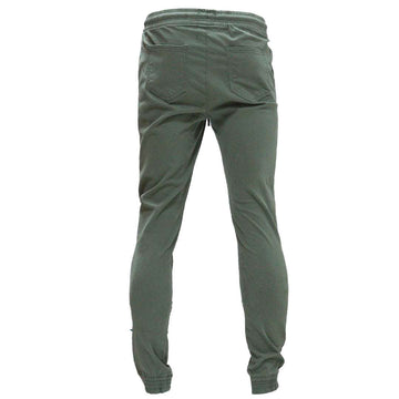 Olive Green Twill Joggers Dark Green Nawao.com