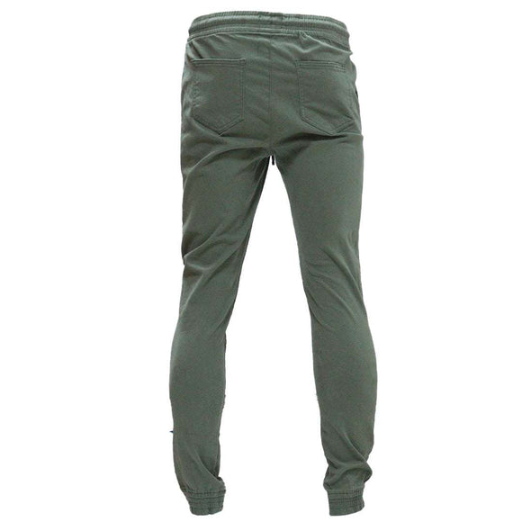 Olive Green Twill Joggers Dark Green Nawao.com