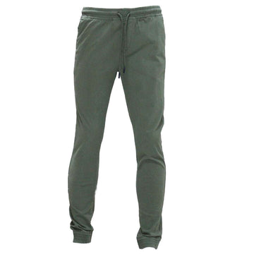 Olive Green Twill Joggers Dark Green Nawao.com