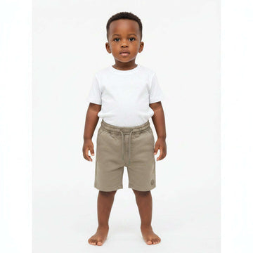 Olive Knitted Denim Pullon Shorts Dark Green Nawao.com