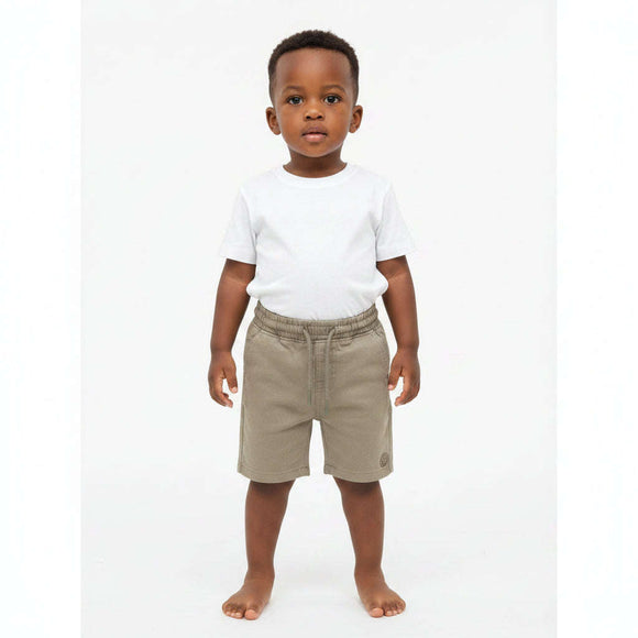 Olive Knitted Denim Pullon Shorts Dark Green Nawao.com