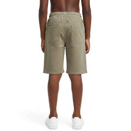 Olive Pullon Knit Denim Shorts Green Nawao.com