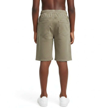 Olive Pullon Knit Denim Shorts Green Nawao.com