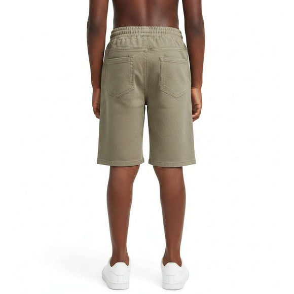 Olive Pullon Knit Denim Shorts Green Nawao.com