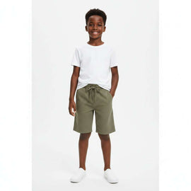 Olive Pullon Knit Denim Shorts Green Nawao.com