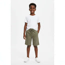 Olive Pullon Knit Denim Shorts Green Nawao.com