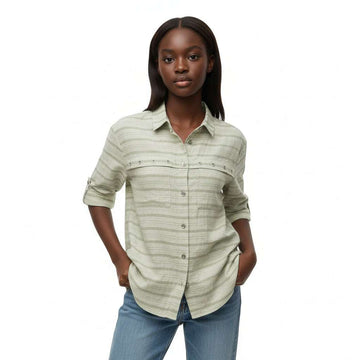 Olive Shirts With Eyelets Contrast Nawao.com