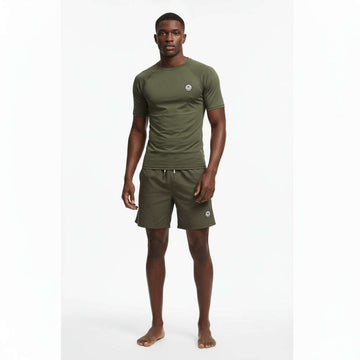 Olive Solid Shorts Green Nawao.com
