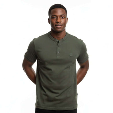 Olive Standup Collar Polo Shirt Nawao.com
