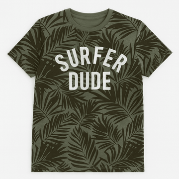 Olive Surfer Dude Allover Print Tee Nawao.com