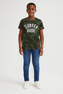 Olive Surfer Dude Allover Print Tee Nawao.com