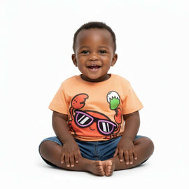 Orange Crab Applique Tshirt Orange Nawao.com