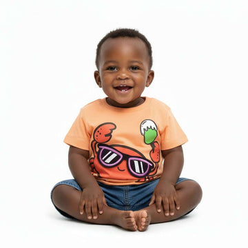 Orange Crab Applique Tshirt Orange Nawao.com