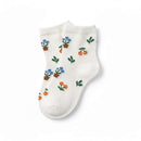Orange Floral Ladies 5 Pack Ankle Socks Nawao.com