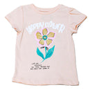 Orange Happy Flower Placement Print  S S T Shirt Orange Nawao.com