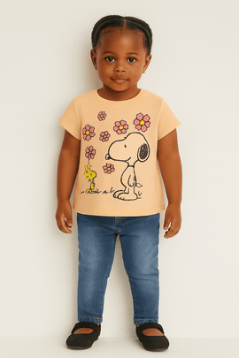 Orange Snoopy Placement Print T Shirt Orange Nawao.com