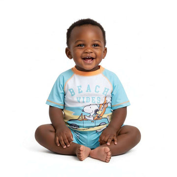 Orange Snoopy Rash Guard T Shirt And Swim Shorts Set Orange Nawao.com