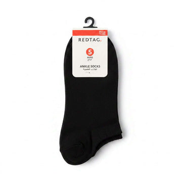 Pack Of 5  Senior Girls Low Ankle Socks With Scallop Welt Edge   Black Nawao.com