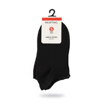 Pack Of 5  Senior Girls Low Ankle Socks With Scallop Welt Edge   Black Nawao.com