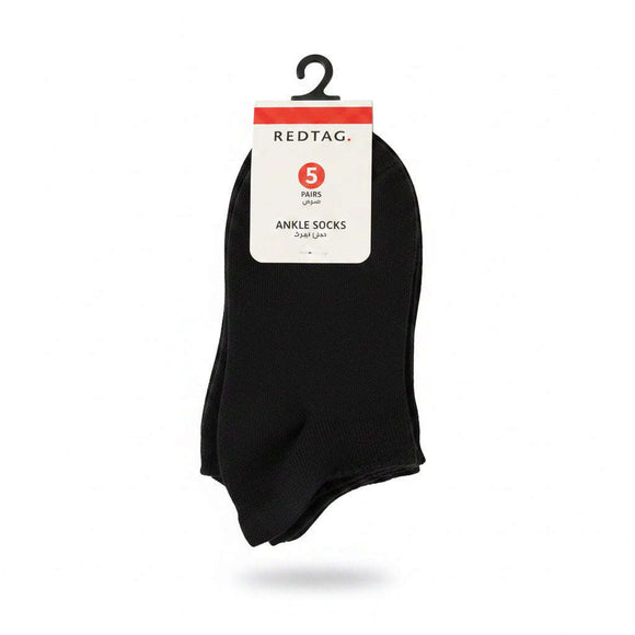Pack Of 5  Senior Girls Low Ankle Socks With Scallop Welt Edge   Black Nawao.com