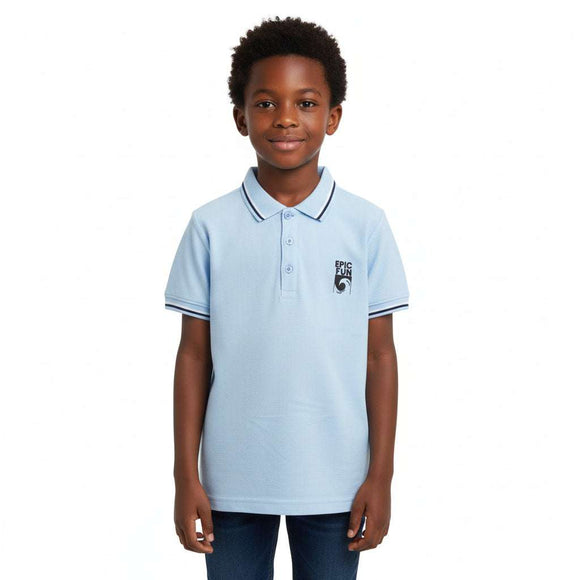 Pale Blue Chest Logo Tipping Collar Polo Pale Blue Nawao.com
