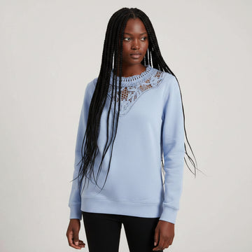 Pale Blue Front Detailed Sweatshirt Pale Blue Nawao.com