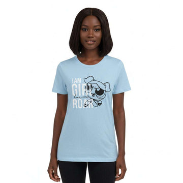 Pale Blue Powerpuff Printed T Shirt Nawao.com