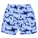 Pale Blue Shark Print Swim Shorts Pale Blue Nawao.com