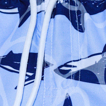 Pale Blue Shark Print Swim Shorts Pale Blue Nawao.com