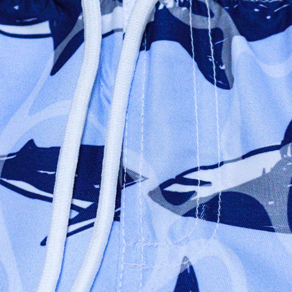 Pale Blue Shark Print Swim Shorts Pale Blue Nawao.com