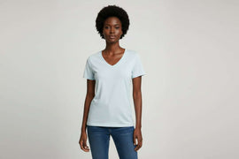 Pale Blue Short Sleeve Crew Neck T Shirt Nawao.com