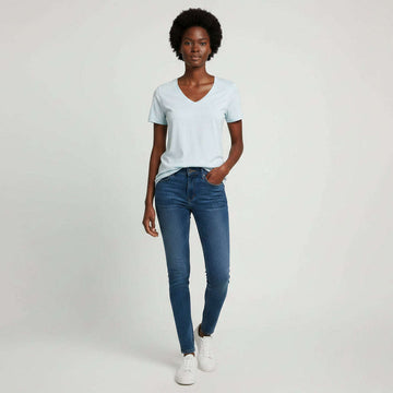 Pale Blue Short Sleeve Crew Neck T Shirt Nawao.com