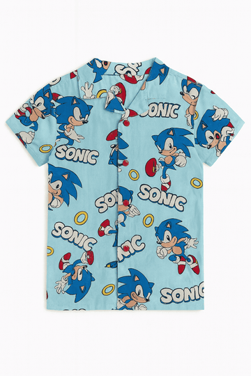 Pale Blue Sonic Aop Resort Shirt Nawao.com