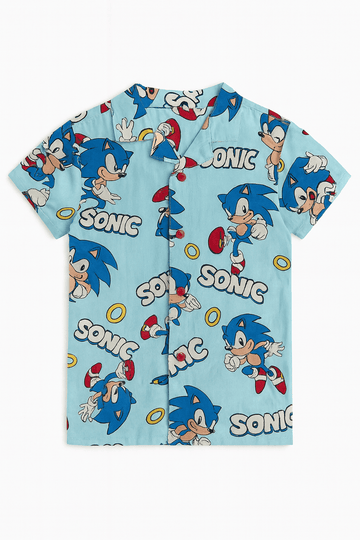 Pale Blue Sonic Aop Resort Shirt Nawao.com