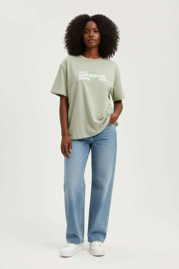 Pale Green Oversize T Shirt Nawao.com