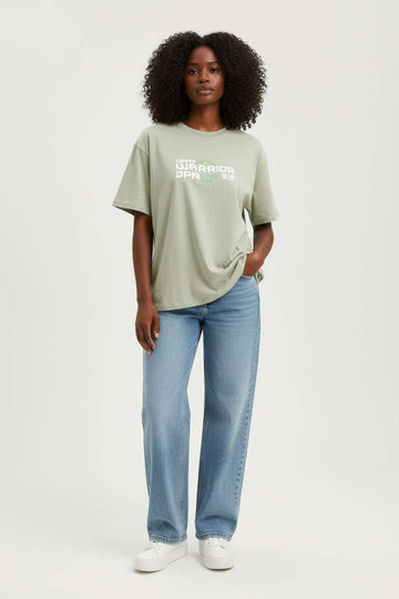 Pale Green Oversize T Shirt Nawao.com