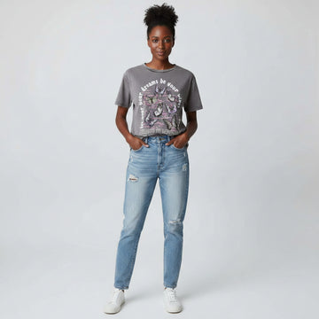 Pale Grey Overdyed Printed T Shirt Nawao.com