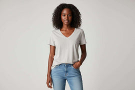 Pale Grey  Short Sleeve Crew Neck T Shirt Nawao.com