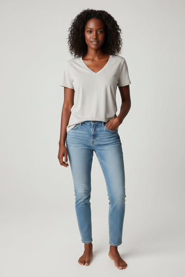 Pale Grey  Short Sleeve Crew Neck T Shirt Nawao.com