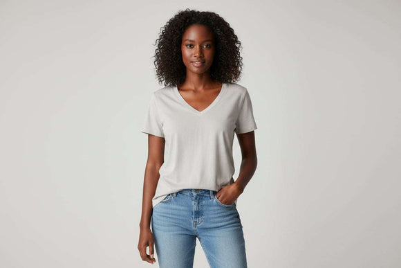 Pale Grey  Short Sleeve Crew Neck T Shirt Nawao.com