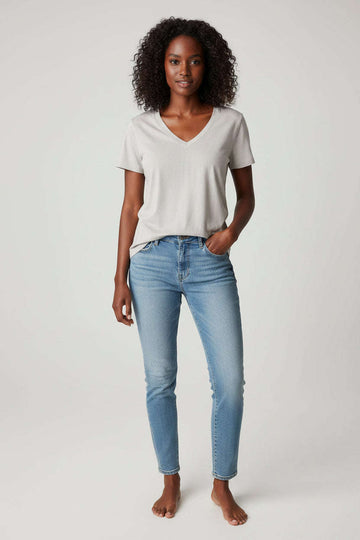 Pale Grey  Short Sleeve Crew Neck T Shirt Nawao.com