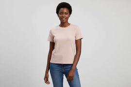 Pale Pink Basic Rib Tshirt Nawao.com