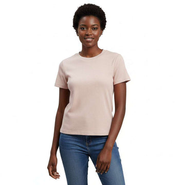 Pale Pink Basic Rib Tshirt Nawao.com