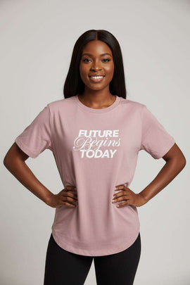 Pale Pink Curved Hem Active T Shirt Nawao.com