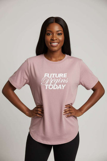 Pale Pink Curved Hem Active T Shirt Nawao.com