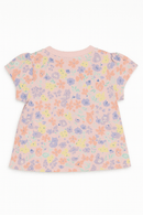 Pale Pink Floral All Over Print Short Sleeves Tee Pale Pink Nawao.com