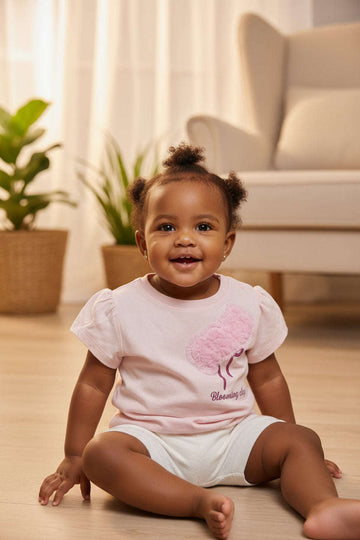 Pale Pink Floral T Shirt Pale Pink Nawao.com