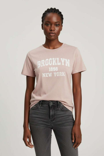 Pale Pink Graphic T Shirt Nawao.com