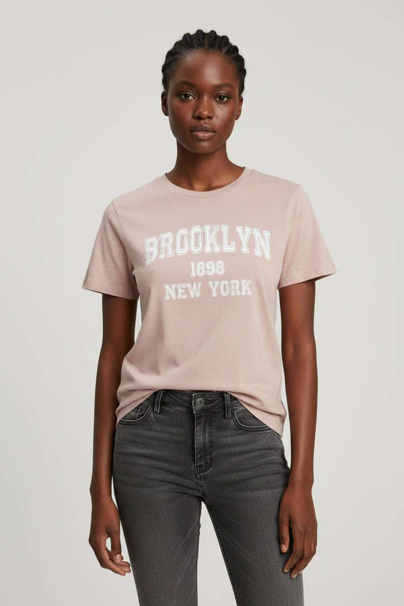 Pale Pink Graphic T Shirt Nawao.com