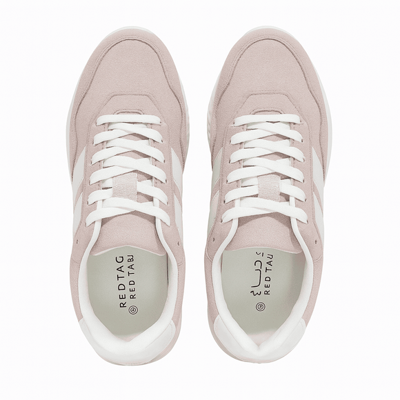 Pale Pink Hiker Sneaker With Overlay Detail Nawao.com